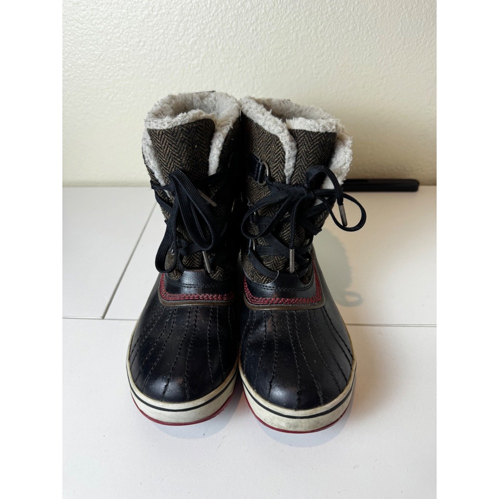 Sorel Winter Carnival Boots Womens 9‎ Black Herringbone Waterproof Duck Snow